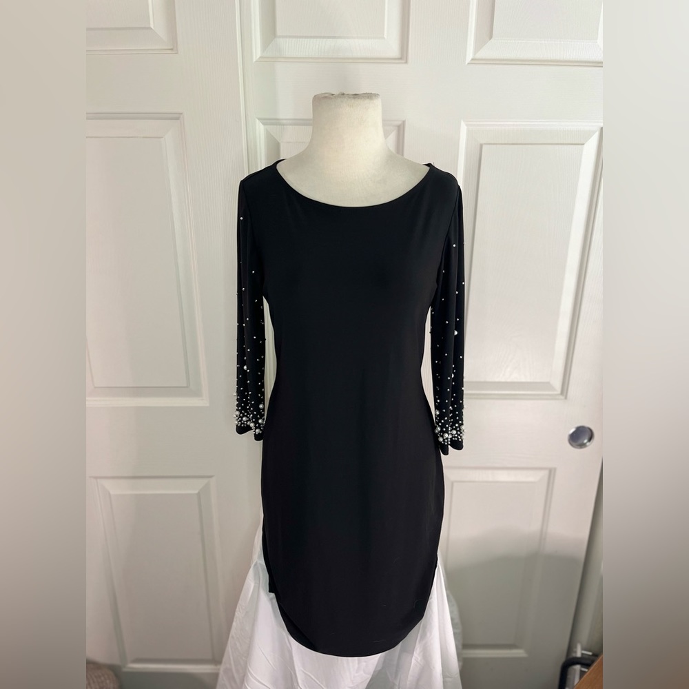Item 039: EUC Tiana B. Cocktail Dress with Embellished Sleeves (Size Small)